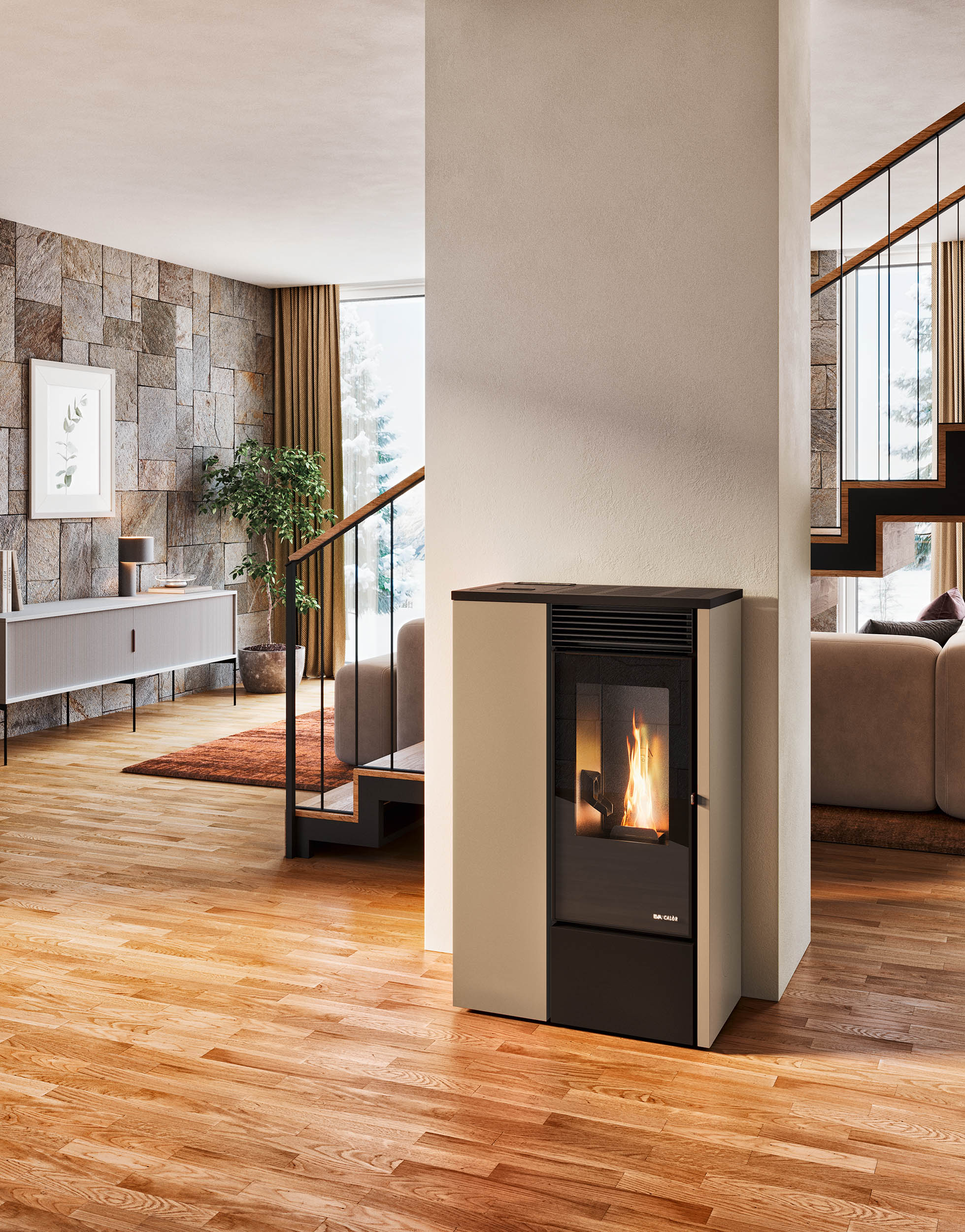 Stufa a Pellet Canalizzata - VANESSA 9,5 KW - Eva Calòr