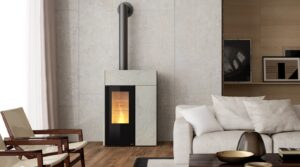 Stufa Ventilata Legna/Pellet - Ghibly Hybrid 80 Pietra - Dielle